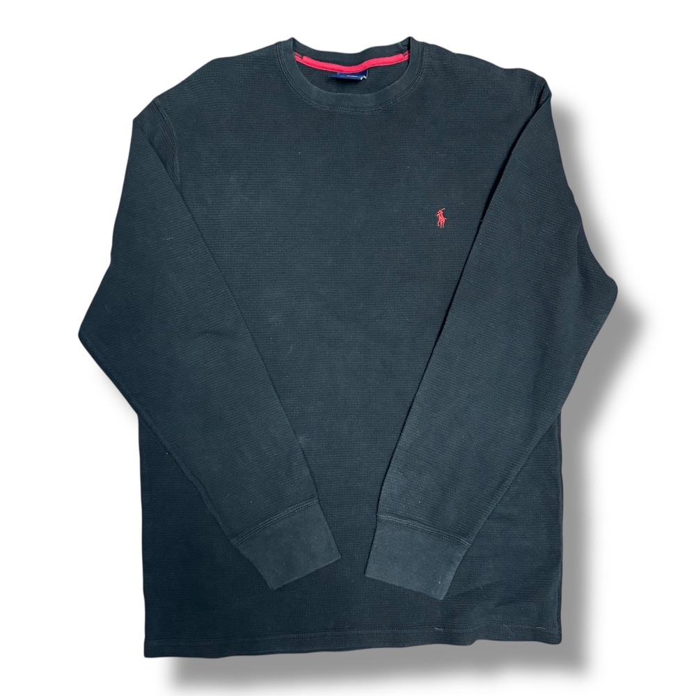 Polo Ralph Lauren Mens Waffle‎ Knit Long Sleeve Sleepwear Top XL Red Logo